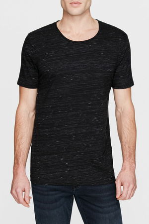 Bisiklet Yaka Desenli T-shirt  SIYAH Bisiklet Yaka Desenli T-shirt  SIYAH