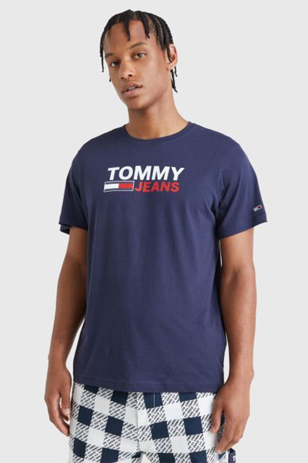 Tommy Hilfiger Bisiklet Yaka Erkek T-shirt LACİVERT