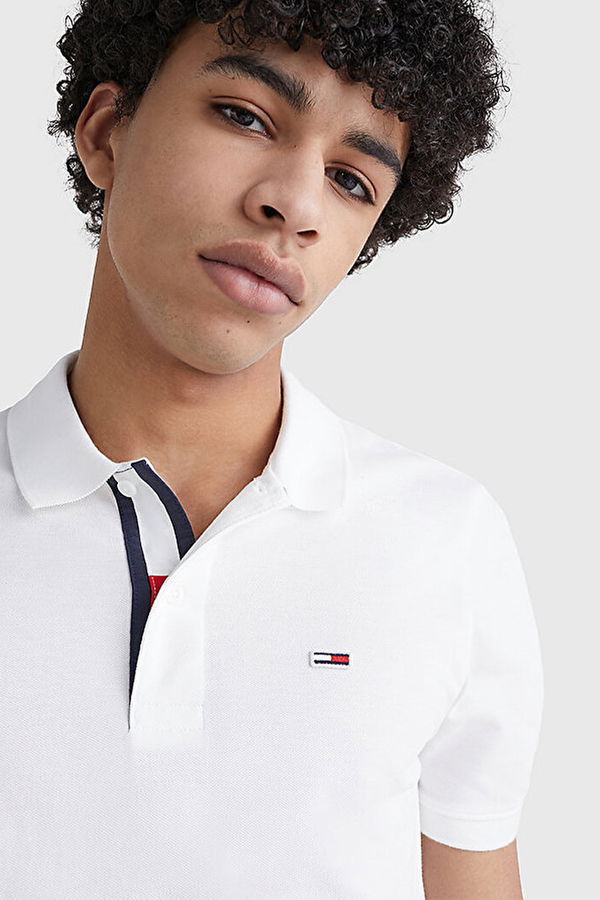 Tommy Hilfiger Polo Yaka Erkek T-shirt BEYAZ