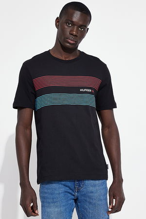 Tommy Hilfiger Bisiklet Yaka Baskılı Erkek T-shirt SİYAH Tommy Hilfiger Bisiklet Yaka Baskılı Erkek T-shirt SİYAH