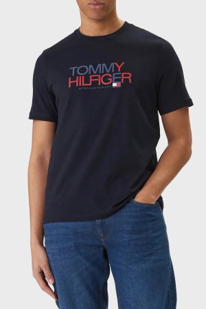 Tommy Hilfiger Bisiklet Yaka Erkek T-shirt SIYAH