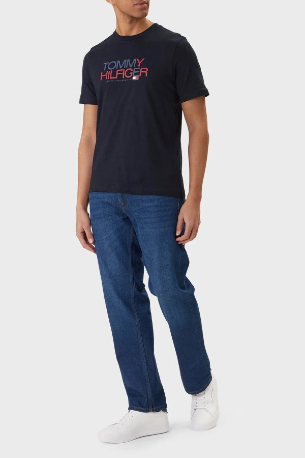 Tommy Hilfiger Bisiklet Yaka Erkek T-shirt SIYAH