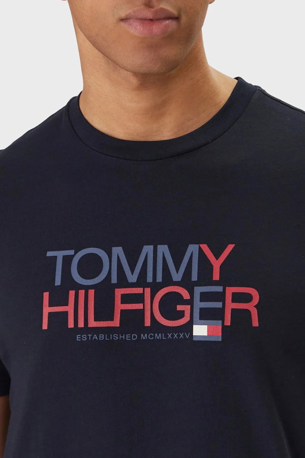 Tommy Hilfiger Bisiklet Yaka Erkek T-shirt SIYAH