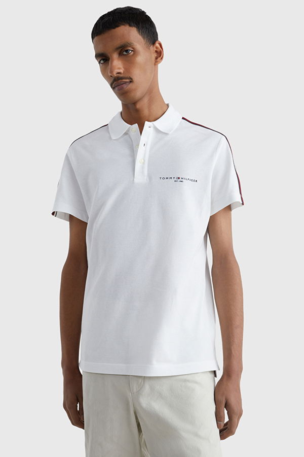 Tommy Hilfiger Erkek Polo Yaka T-shirt Beyaz