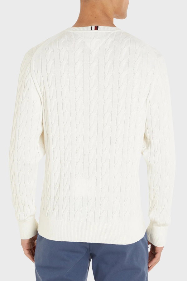 Tommy Hilfiger Erkek Bisiklet Yaka Kazak KREM