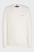 Tommy Hilfiger Erkek Bisiklet Yaka Kazak KREM