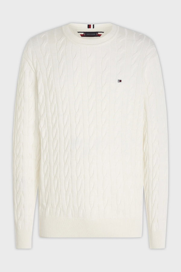 Tommy Hilfiger Erkek Bisiklet Yaka Kazak KREM