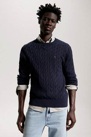 Tommy Hilfiger Erkek Bisiklet Yaka Kazak LACIVERT