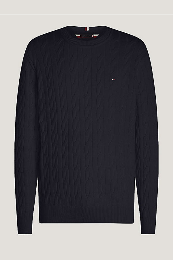 Tommy Hilfiger Erkek Bisiklet Yaka Kazak LACIVERT