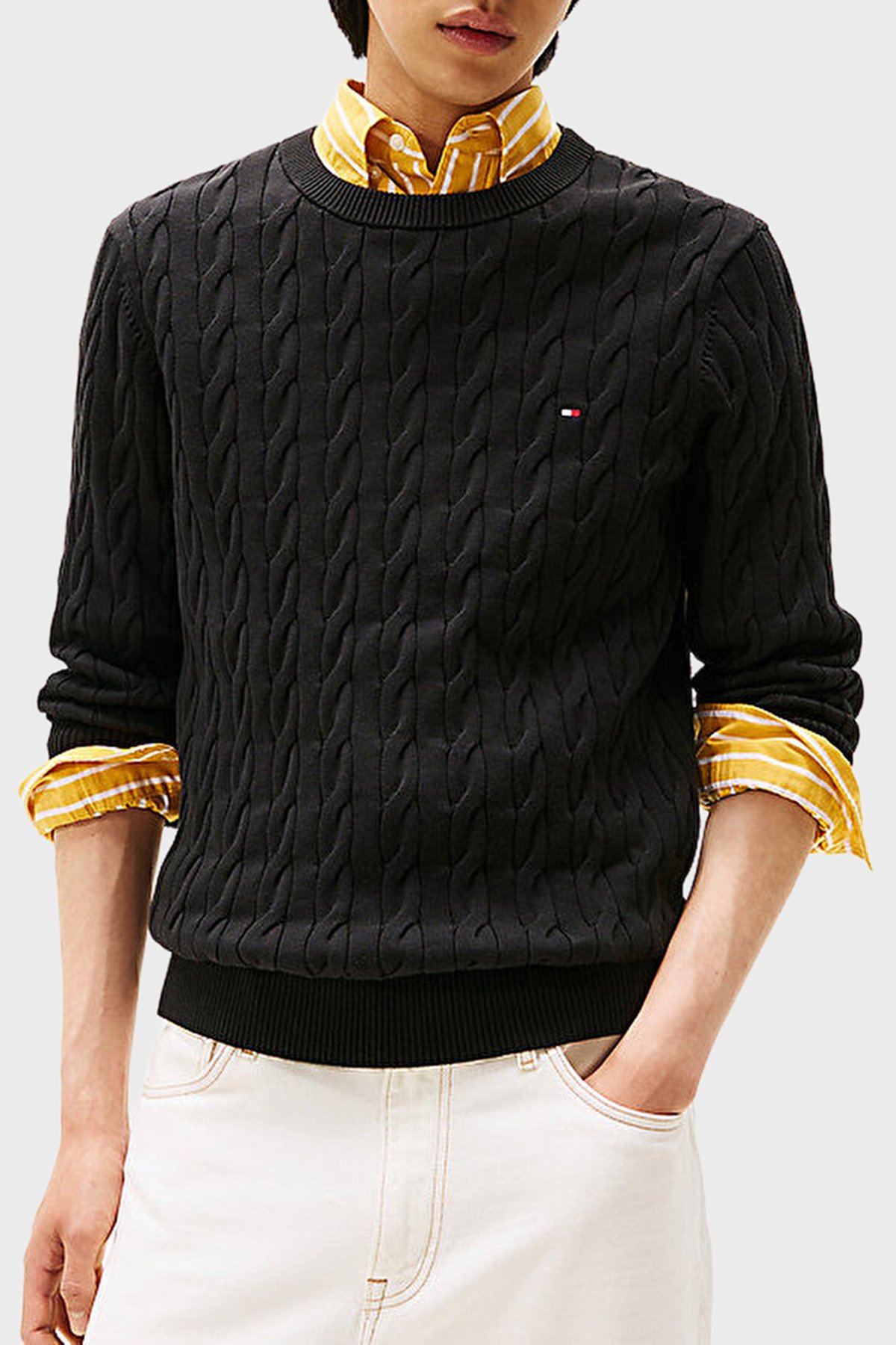 Tommy Hilfiger Erkek Bisiklet Yaka Kazak SIYAH