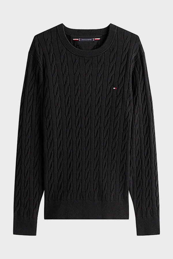 Tommy Hilfiger Erkek Bisiklet Yaka Kazak SIYAH