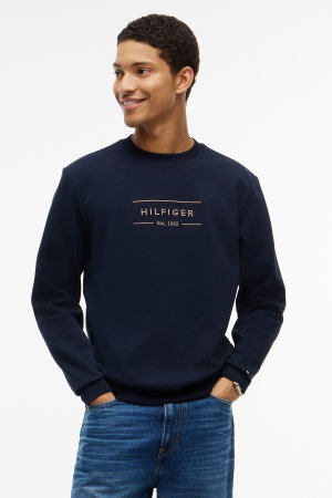 Tommy Hilfiger Erkek Bisiklet Yaka Sweatshirt SIYAH