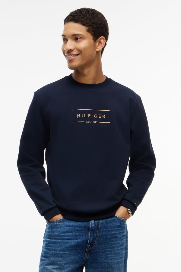 Tommy Hilfiger Erkek Bisiklet Yaka Sweatshirt SIYAH