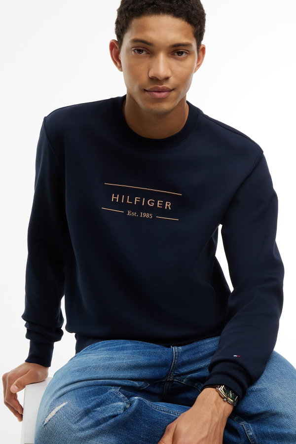Tommy Hilfiger Erkek Bisiklet Yaka Sweatshirt SIYAH