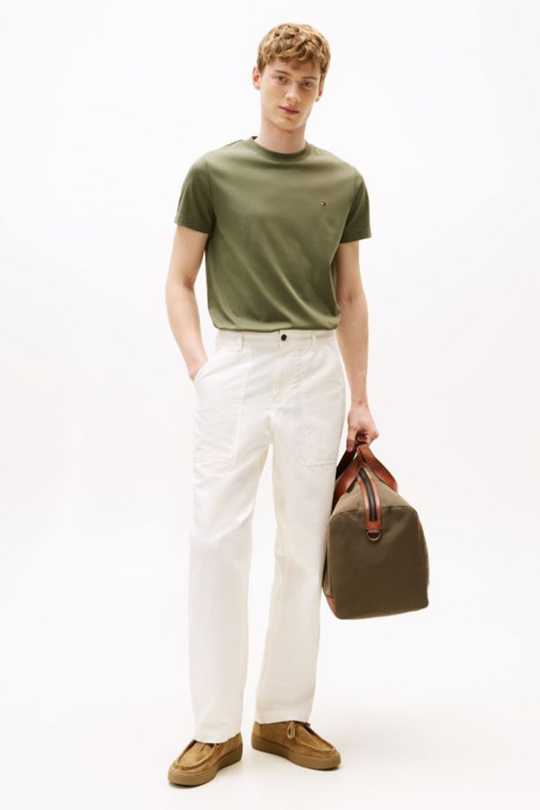 Tommy Hilfiger Erkek Bisiklet Yaka T-shirt A HAKI