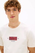 Tommy Hilfiger Bisiklet Yaka Erkek T-shirt KREM