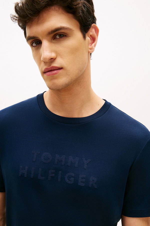 Tommy Hilfiger Erkek Bisiklet Yaka T-shirt LACIVERT