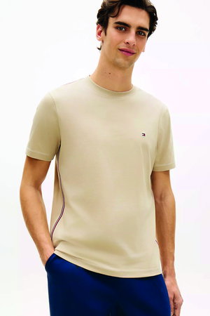 Tommy Hilfiger Erkek Bisiklet Yaka T-shirt BEJ