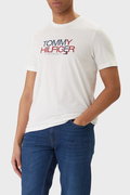 Tommy Hilfiger Bisiklet Yaka Erkek T-shirt Beyaz