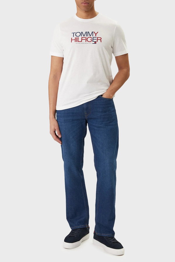 Tommy Hilfiger Bisiklet Yaka Erkek T-shirt Beyaz