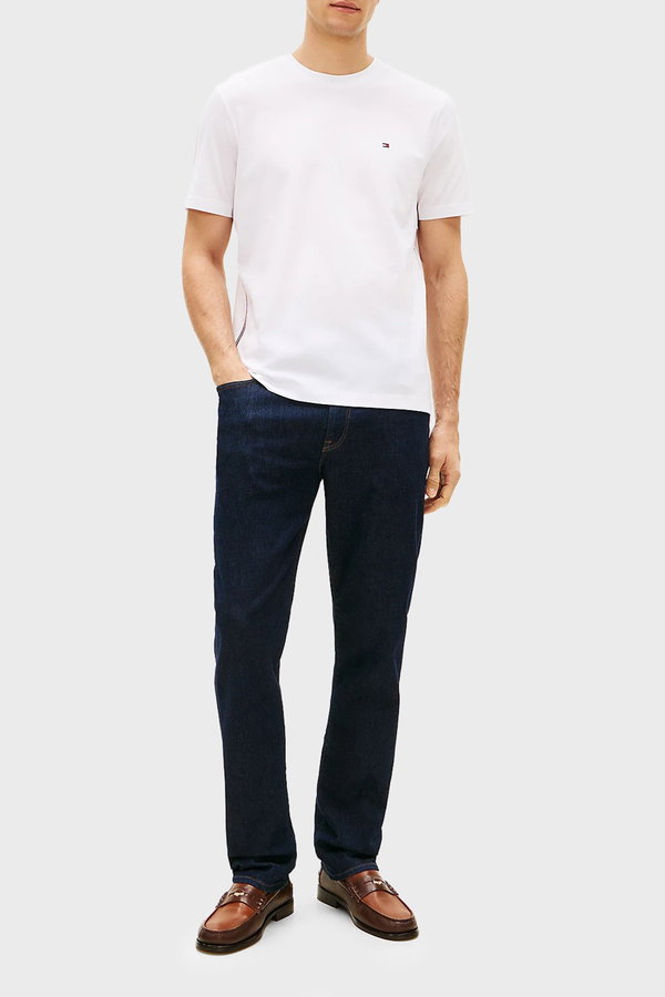 Tommy Hilfiger Erkek Bisiklet Yaka T-shirt Beyaz