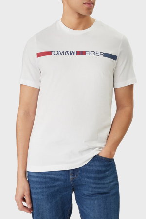 Tommy Hilfiger Erkek Bisiklet Yaka T-shirt Beyaz