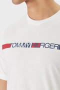 Tommy Hilfiger Erkek Bisiklet Yaka T-shirt Beyaz