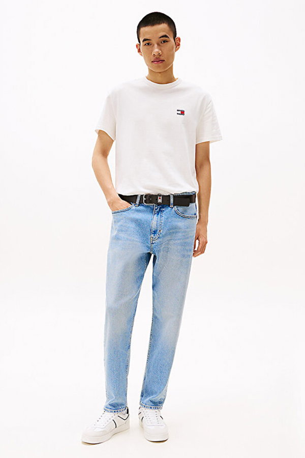 Tommy Hilfiger Erkek Bisiklet Yaka T-shirt Beyaz