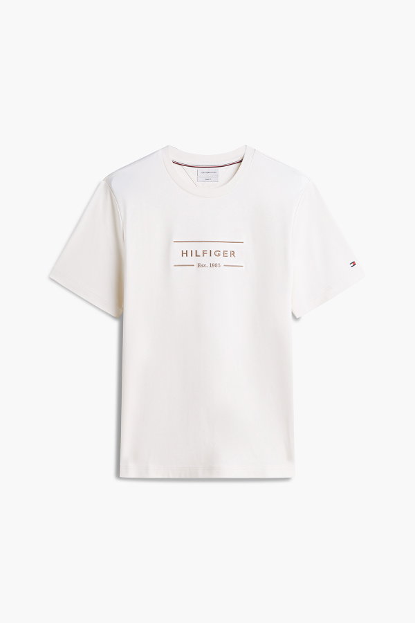 Tommy Hilfiger Erkek Bisiklet Yaka T-shirt EKRU