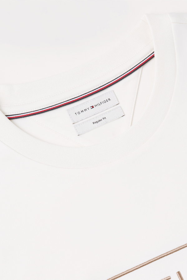 Tommy Hilfiger Erkek Bisiklet Yaka T-shirt EKRU