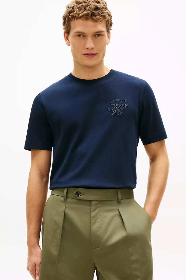 Tommy Hilfiger Erkek Bisiklet Yaka T-shirt LACIVERT