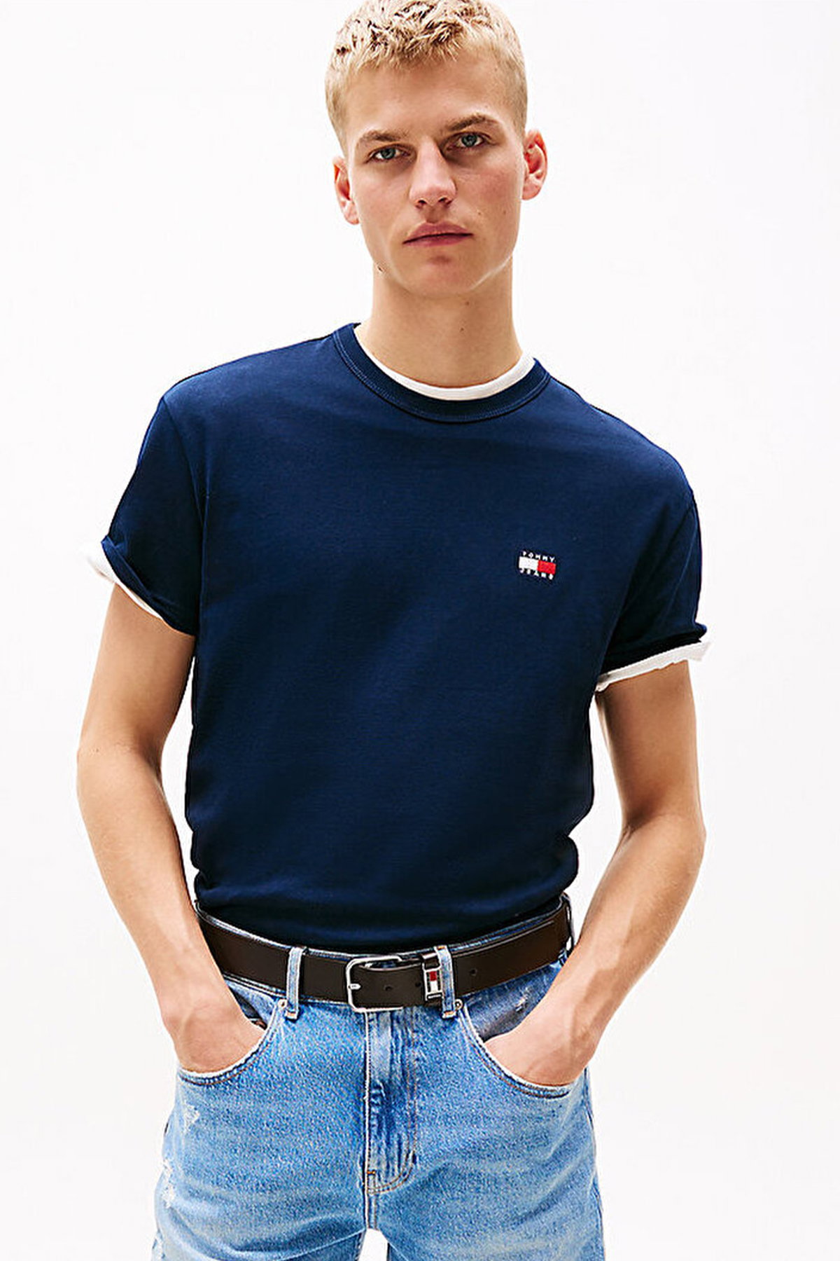 Tommy Hilfiger Erkek Bisiklet Yaka T-shirt LACIVERT