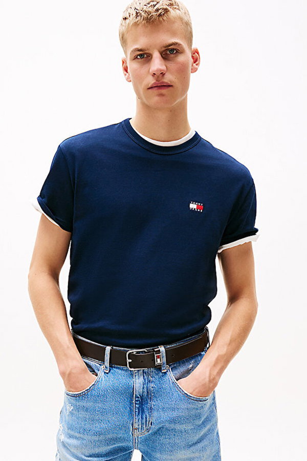 Tommy Hilfiger Erkek Bisiklet Yaka T-shirt LACIVERT