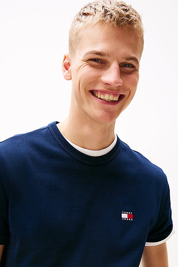 Tommy Hilfiger Erkek Bisiklet Yaka T-shirt LACIVERT