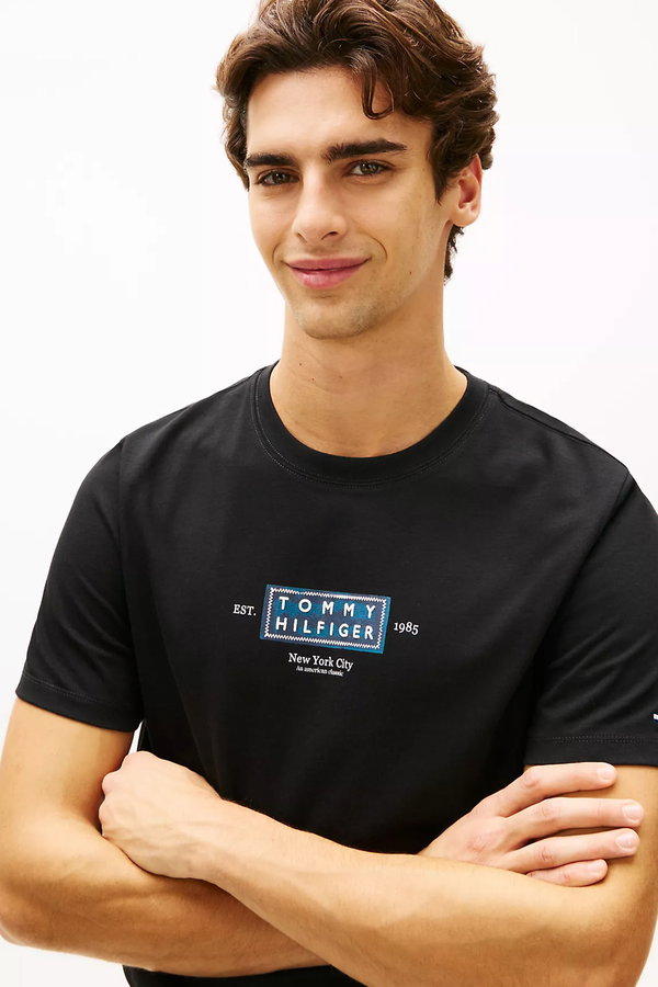 Tommy Hilfiger Erkek Bisiklet Yaka T-shirt SIYAH