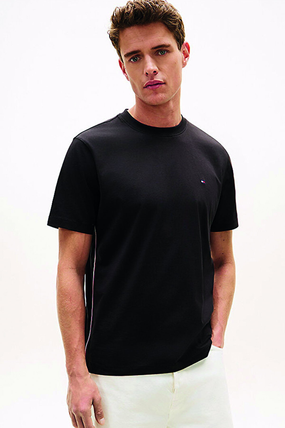 Tommy Hilfiger Erkek Bisiklet Yaka T-shirt SIYAH