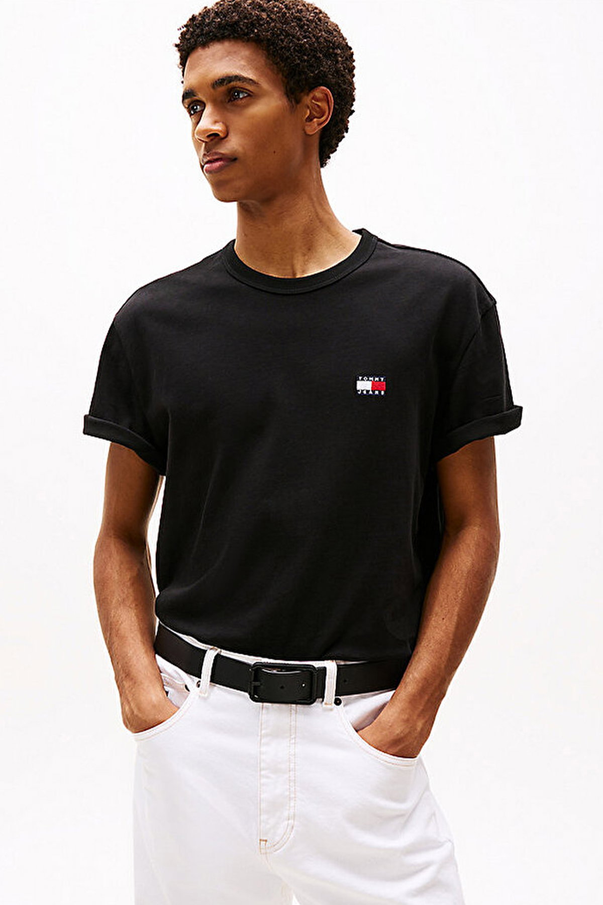 Tommy Hilfiger Erkek Bisiklet Yaka T-shirt SIYAH