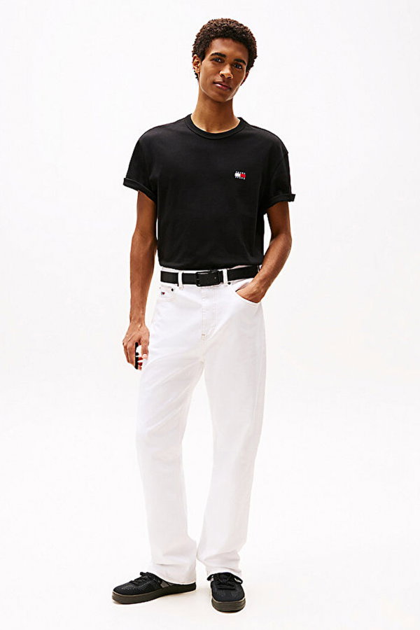 Tommy Hilfiger Erkek Bisiklet Yaka T-shirt SIYAH
