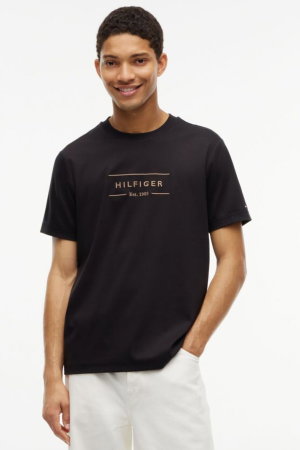 Tommy Hilfiger Erkek Bisiklet Yaka T-shirt SIYAH