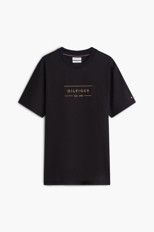 Tommy Hilfiger Erkek Bisiklet Yaka T-shirt SIYAH