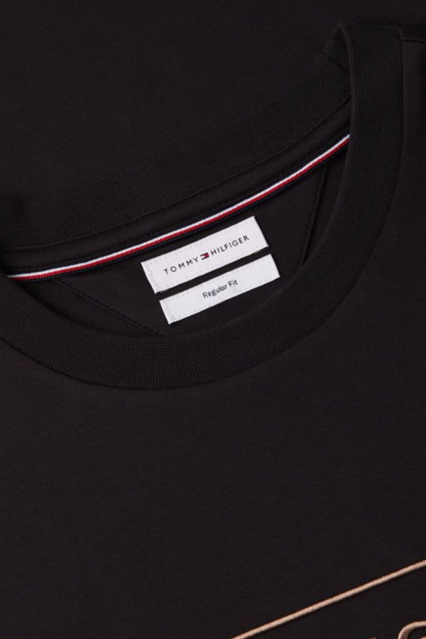 Tommy Hilfiger Erkek Bisiklet Yaka T-shirt SIYAH