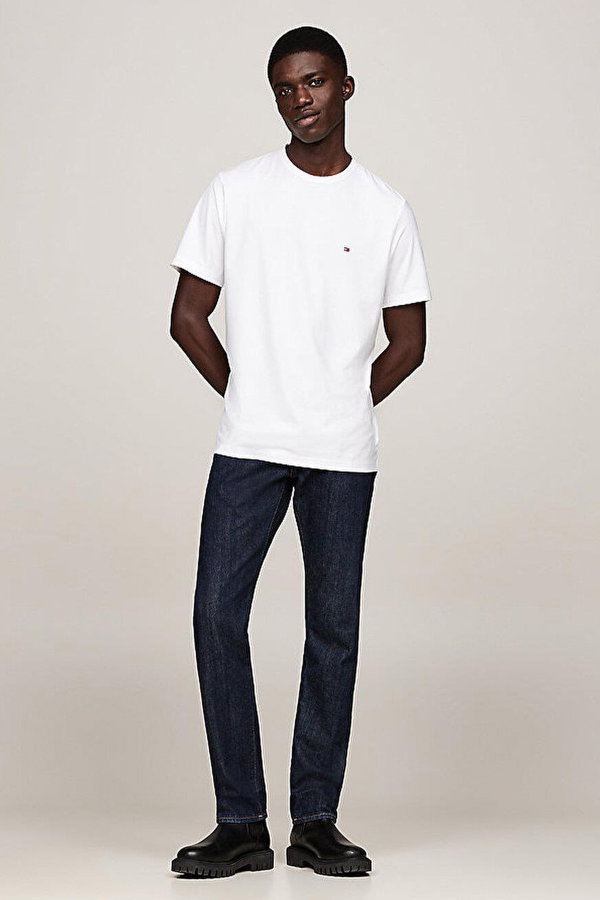 Tommy Hilfiger Erkek Bisiklet Yaka T-shirt Beyaz