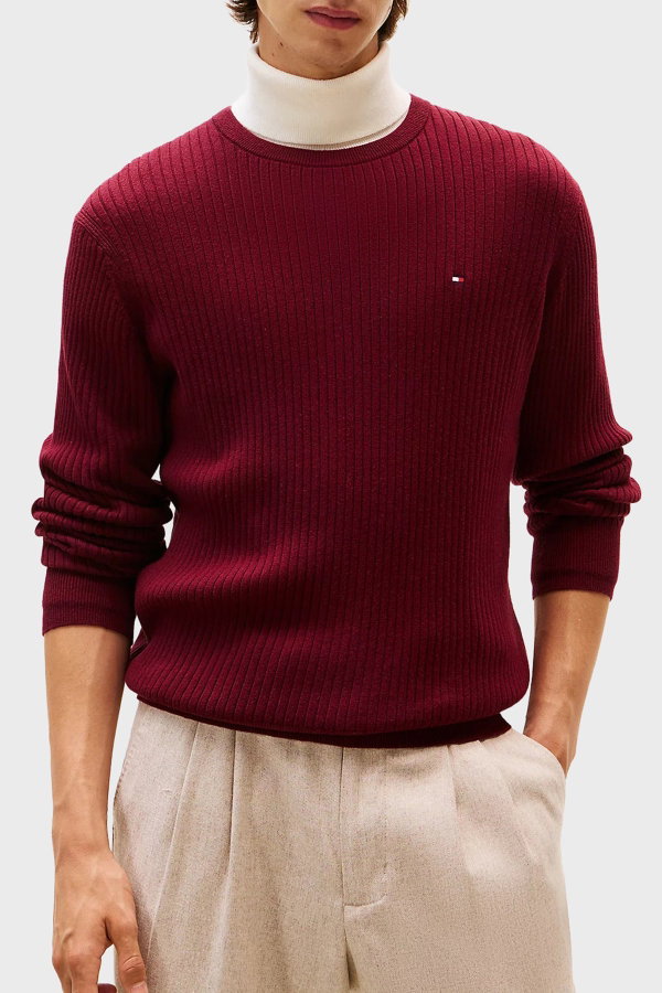 Tommy Hilfiger Erkek Kazak BORDO