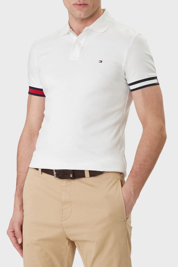 Tommy Hilfiger Erkek Polo Yaka T-shirt Beyaz