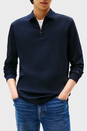 Tommy Hilfiger Erkek Polo Yaka Uzun Kollu T-shirt LACIVERT