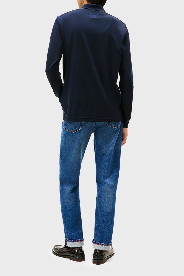 Tommy Hilfiger Erkek Polo Yaka Uzun Kollu T-shirt LACIVERT
