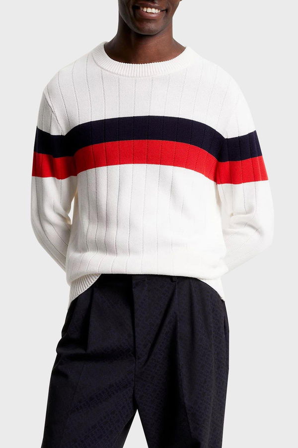 Tommy Hilfiger Erkek Triko Kazak Beyaz