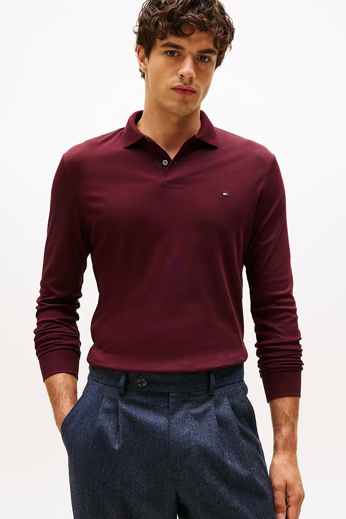Tommy Hilfiger Erkek Uzun Kol T-shirt BORDO