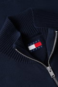 Tommy Hilfiger Erkek Yarım Fermuarlı Dik Yaka Kazak LACIVERT