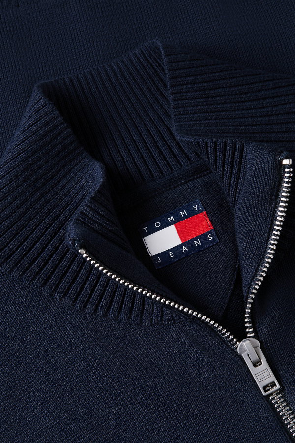 Tommy Hilfiger Erkek Yarım Fermuarlı Dik Yaka Kazak LACIVERT